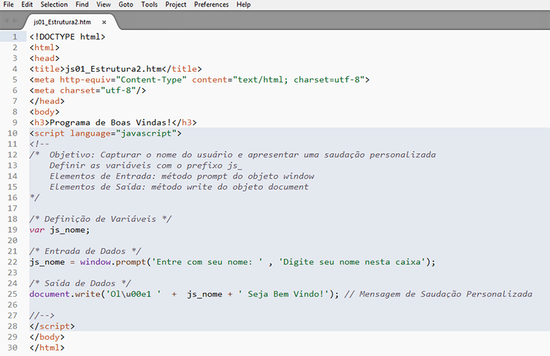 Estrutura básica do JavaScript